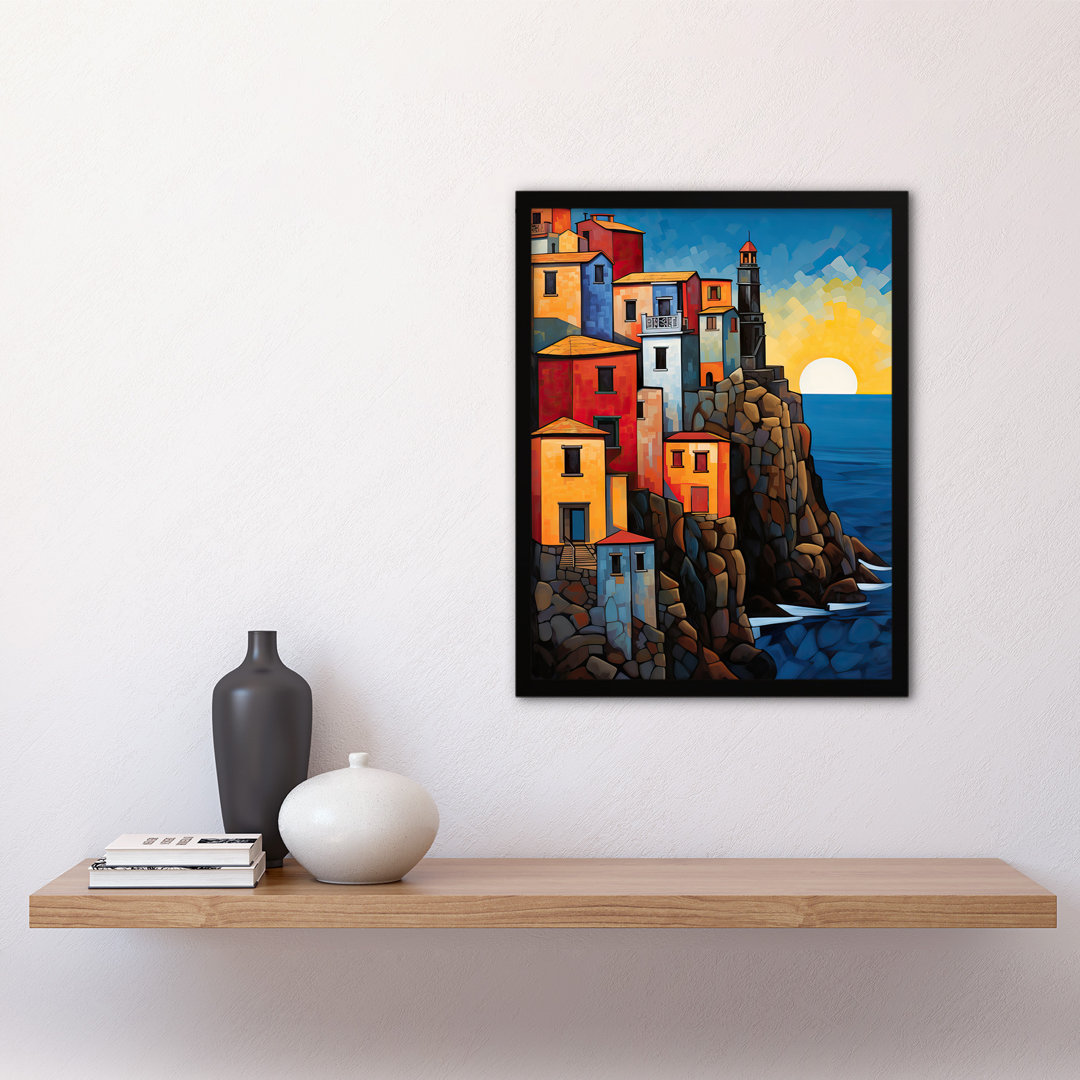 Cinque Terre Coastal Sunrise Italy Fishing Villages - Single Picture Frame Print