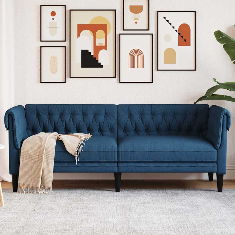  Canapé Chesterfield en lin, H 29,3 po x l 71,9 po x P 29,3 po, Lin beige