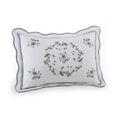 Gwen Floral Embroidered Scalloped Pillow Sham