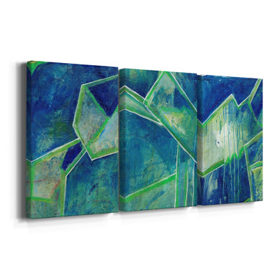 GeometricInCoolIII  -Custom Wrapped Gallery Canvas - 3 Pieces
