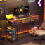 Steel Computer Desk with Built-In Electrical Outlet-1350932033-1350932032