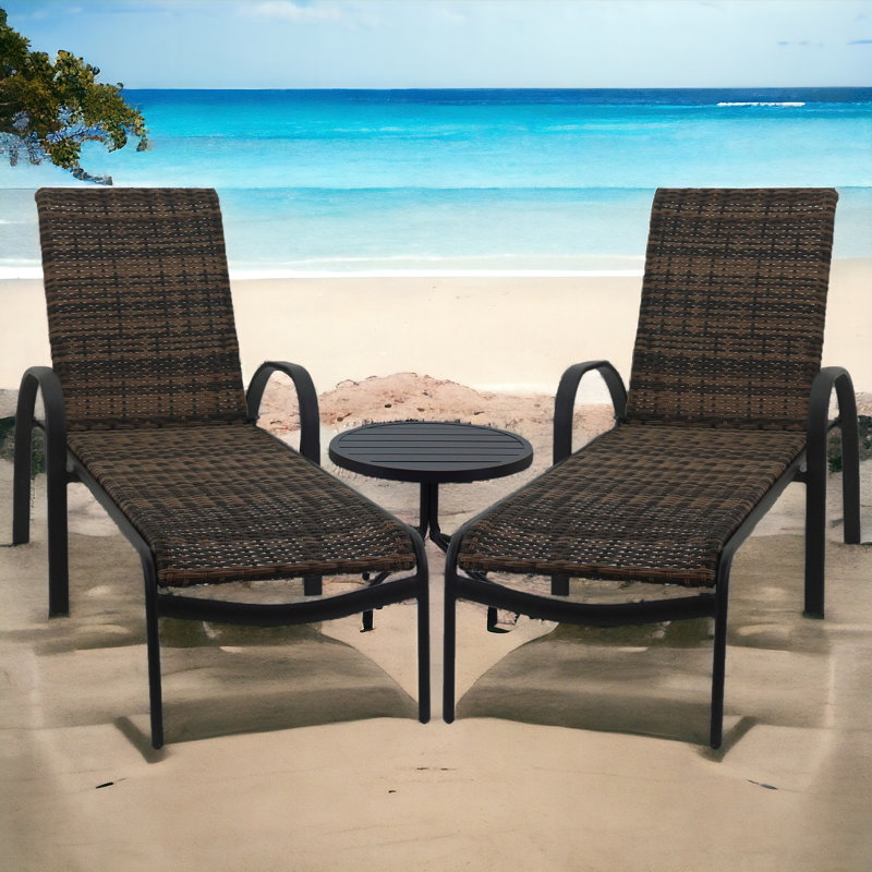 Chaise longue simple 81,69 po, Brun, Brun
