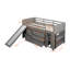 Lit mezzanine bas simple avec armoires, tablettes et glissade-2136508822