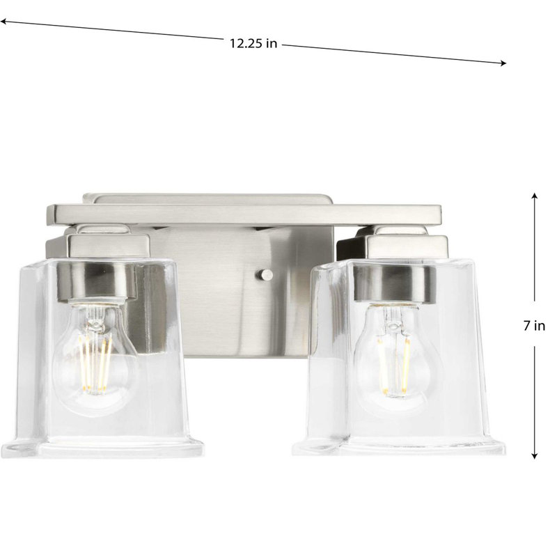Gilmour Brushed Nickel 2-Light Vanity with Clear Glass Shades