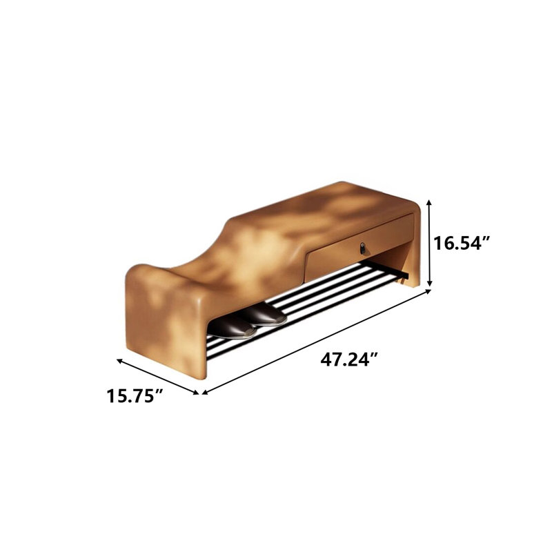 Banc à langer orange 47,24 "d'inspiration italienne de style minimaliste, 16.54" H x 47.24" W x 15.75" D