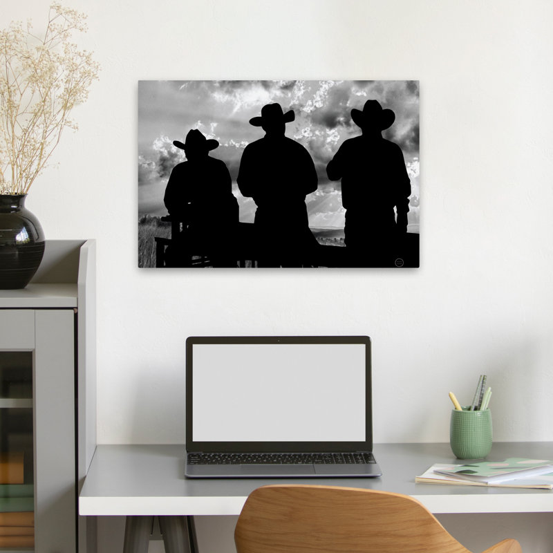 Maison de campagne / campagne trois cowboys, H 24 po x l 16 po