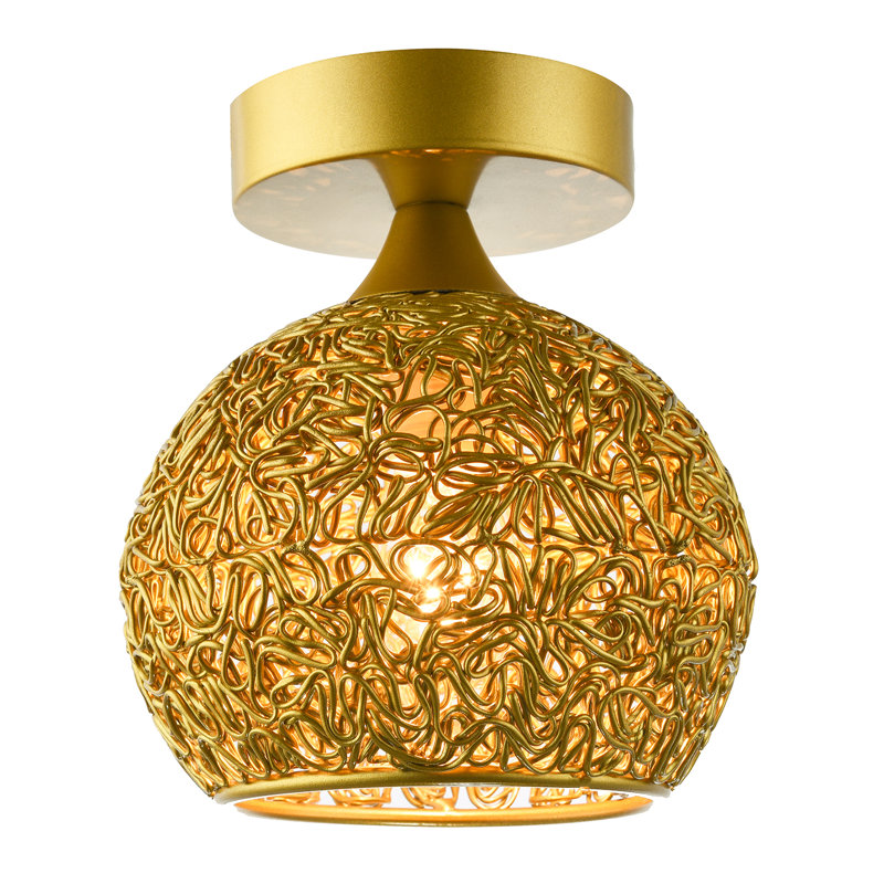 Modern Satin Ceiling Light Fitting With Twisting Metal Shade By, Gold