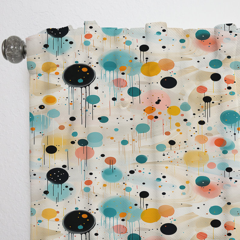Motif à pois multicolores - Rideau abstrait - Rideau obscurcissant - 1 panneau, L 52 po x L 95 po