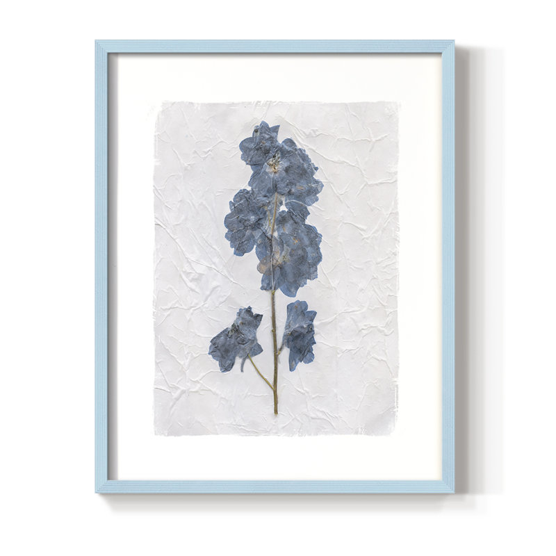 Impression encadrée Decoupage Floral III - bois massif, Bleu, H 15 po x l 12 po