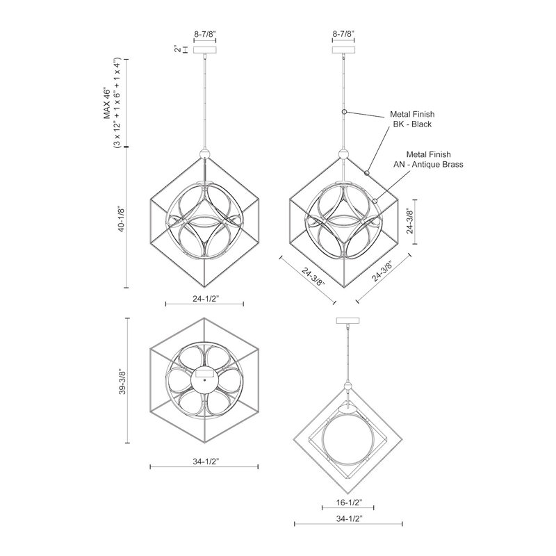 Monza 1 - Light LED Chandelier, 40.125" H x 39.375" W x 34.5" D