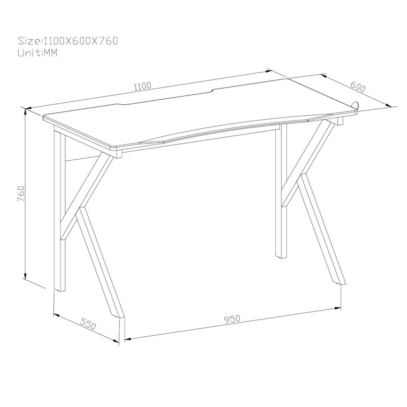 Zorro Metal Base Writing Desk, Red, Black