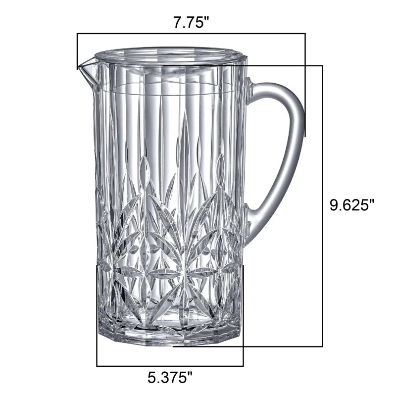 Pichet en acrylique (80 oz), pichet en plastique transparent avec couvercle, pichet pour réfrigérateur, sans BPA, incassable, idéal pour le thé glacé, sangria, limonade, jus, lait, etc.