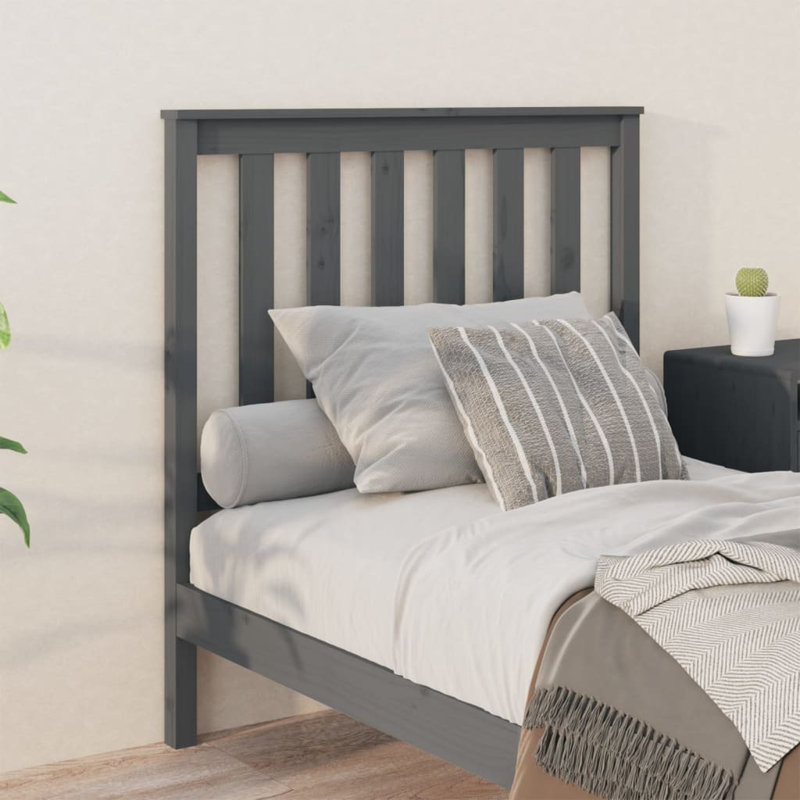 Solid Wood Slat Headboard, 96 x 101 cm, Grey