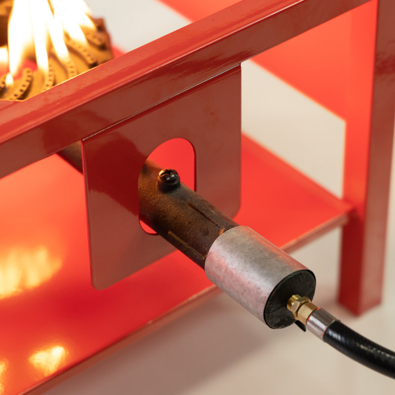 Red Outdoor Propane Gas Burner Cooker Stand with Hose and Regulator