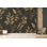 Papier peint botanique luxueux - Feuilles et fleurs dorées à grande échelle sur fond gris anthracite, motif dramatique élégant (non tissé)