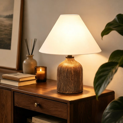 1-Light Ceramic Table Lamp with Linen Shade