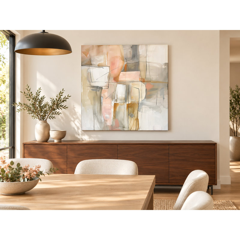 Soft Composition Neutral Abstract Wrapped Canvas Print, 40"W x 40"H x 1.5"D