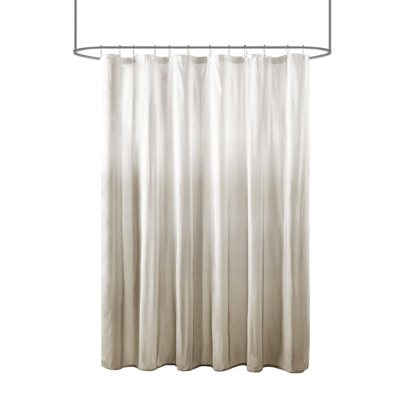 Jaedan Ombre Shower Curtain with Hooks Included, 72" W x 79" L, Tan