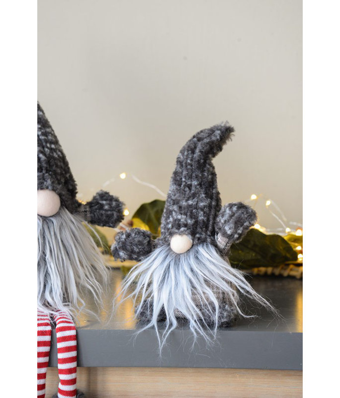 Sitting Gnome With Soft Legs  Set of 4  7.5" x 3" x 14.5"H  Gray