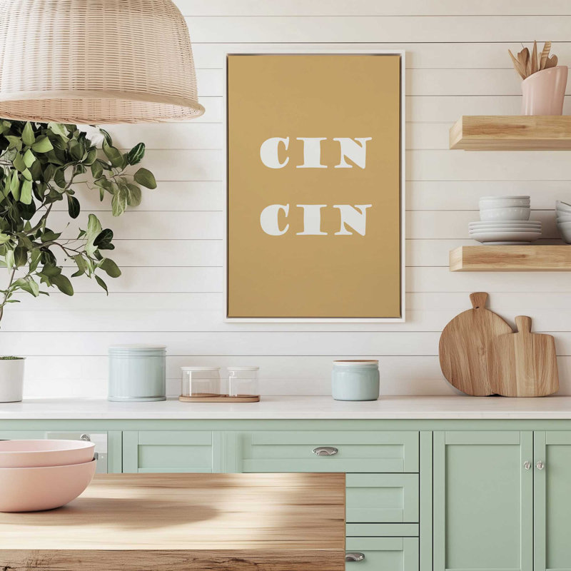 Cin Cin Canvas Print in a Frame, 18.75" H x 12.75" W, Opaque White