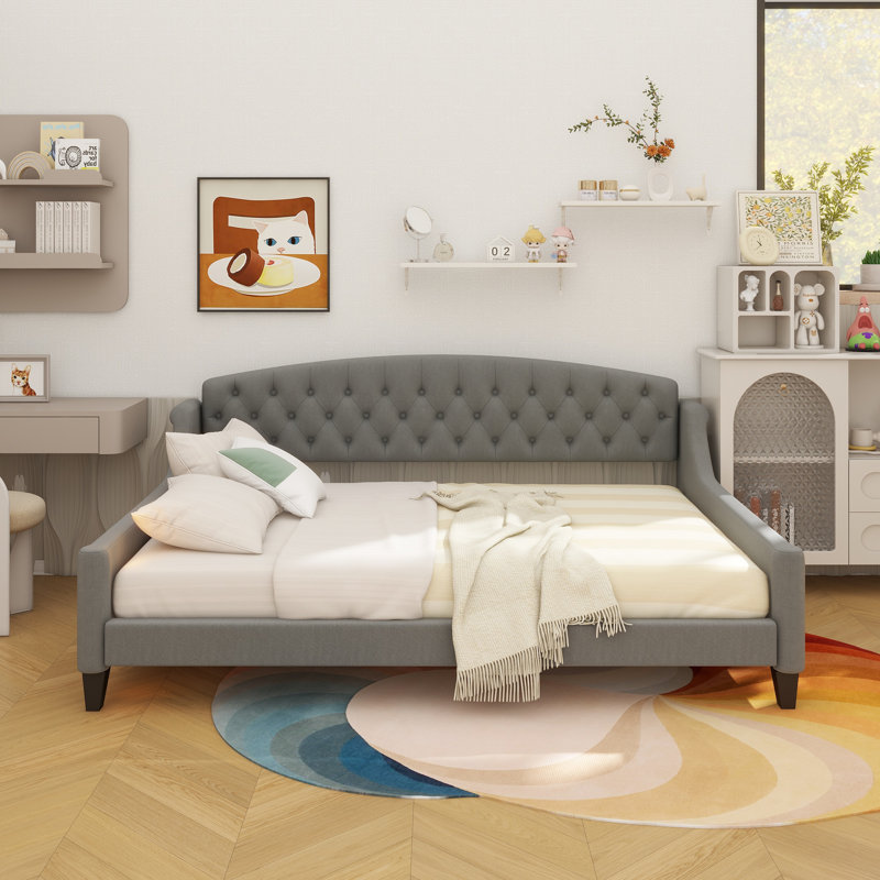 Modern Luxury Tufted Button Daybed, Full, Gray, Gray, Full