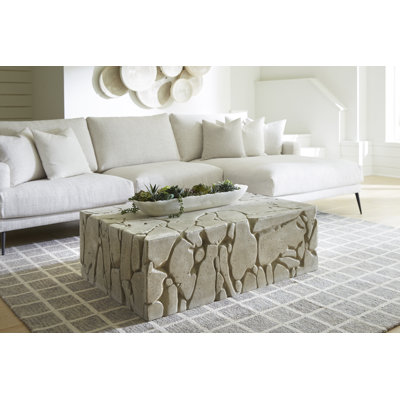 Table basse Chunk, rectangulaire, pierre romaine
