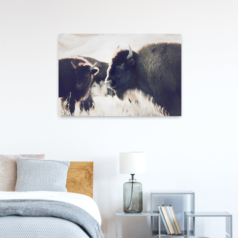 Bison, art mural contemporain abstrait, 24" H x 36" W