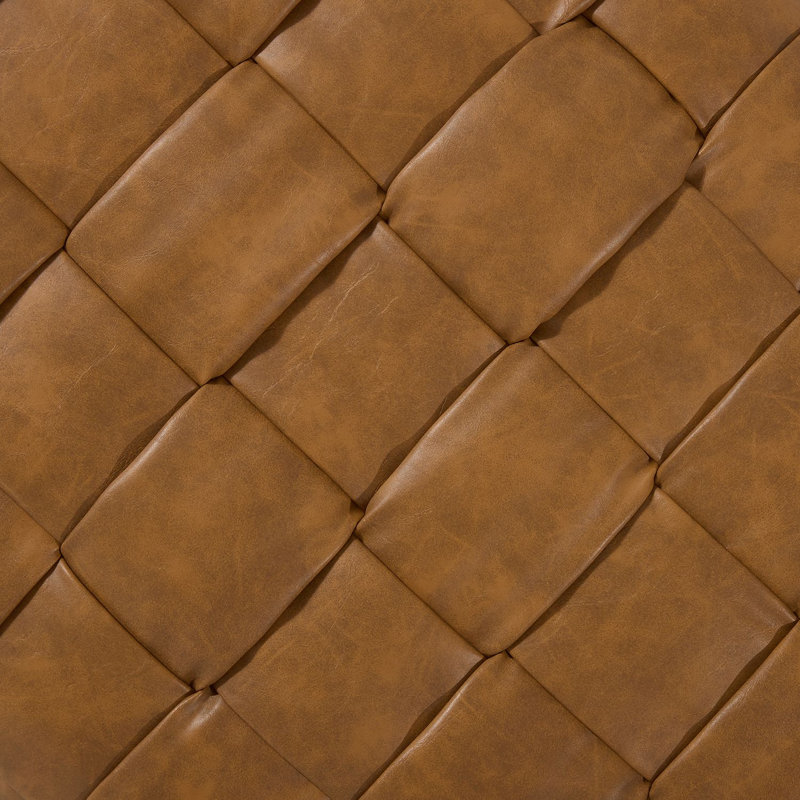 Banc rembourré en cuir PU de 162,5 cm de large pour entrée et chambre, Brown