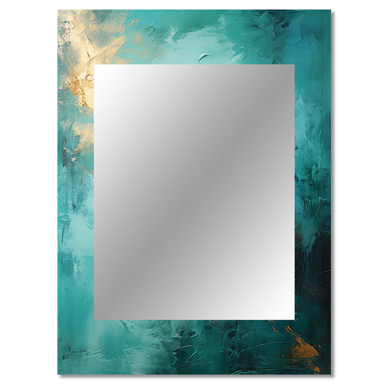 Turquoise Tranquility VI - Landscapes Unique Mirror, Teal Large Wall Mirror, Printed Metal Art, 40" x 30"