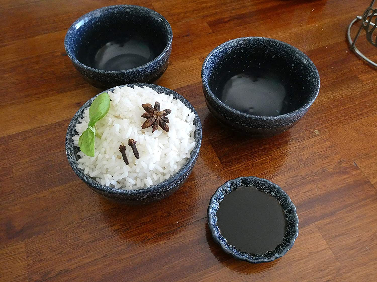 c&g outdoors 8 Pieces Japanese Fuji Blue Style. 4 Ceramic Miso & Rice Bowls  Set. Plus 4 Small Soy Sauce Bowl Plates Included. 8 Oz. Japan, Korean &  Chinese Food Portion Control