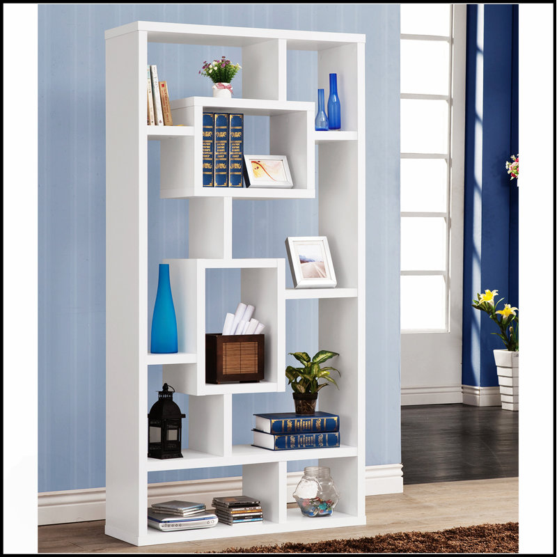 Bibliothèque rectangulaire à 10 tablettes au design épuré et au rangement spacieux, parfaite pour l'organisation moderne