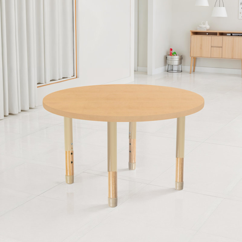 Table ronde 36 po x 36 po avec pieds réglables en bois massif - grain d'érable / sable / naturel, Maple Grain, Sand