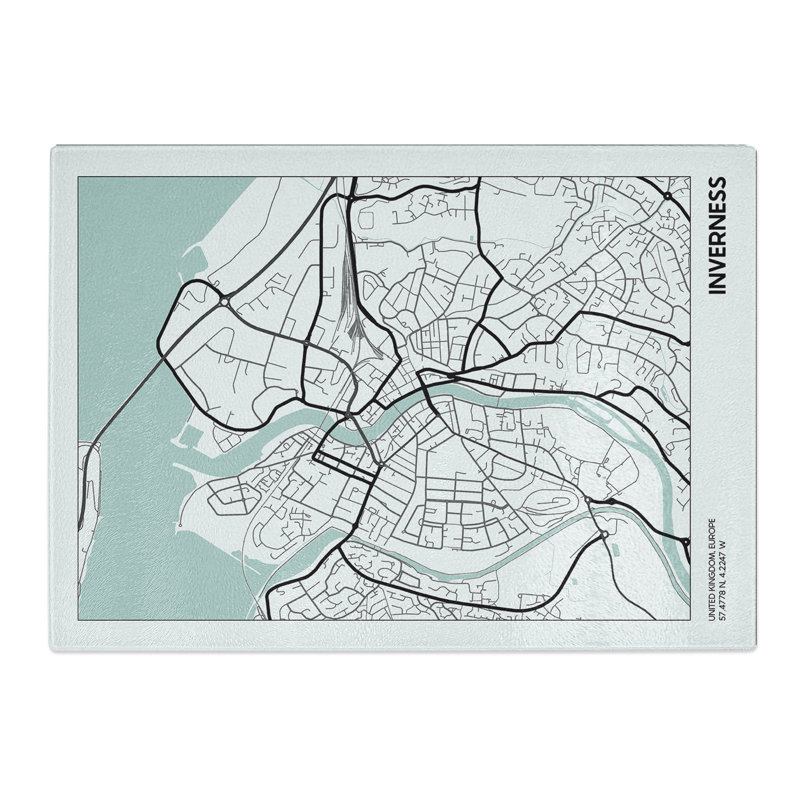 Map Inverness UK Chopping Board, 20cm W x 28.5cm L