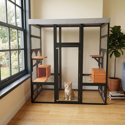 Large Cat Cages & Playpens, Wood Metal Modern Catio for Home