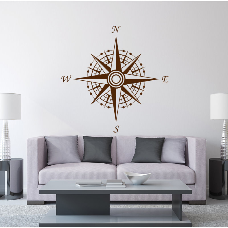 Décalcomanie murale autocollante compass, Brun