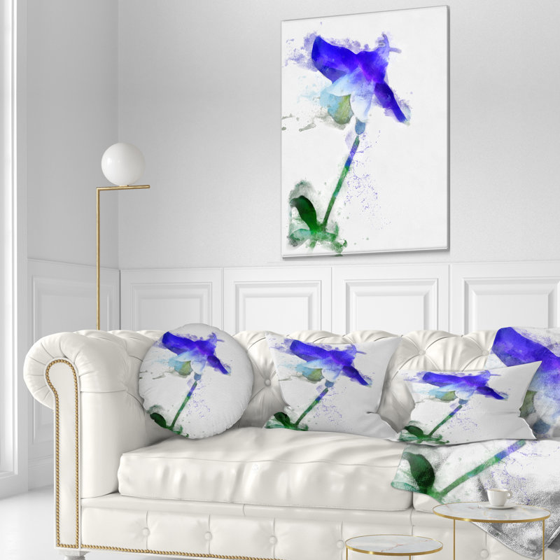 Coussin bleu avec aquarelle