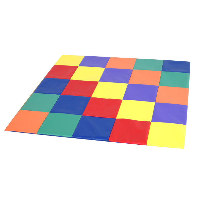 Patchwork Vegan Leather Crawly Mat, Blue/Red/Yellow