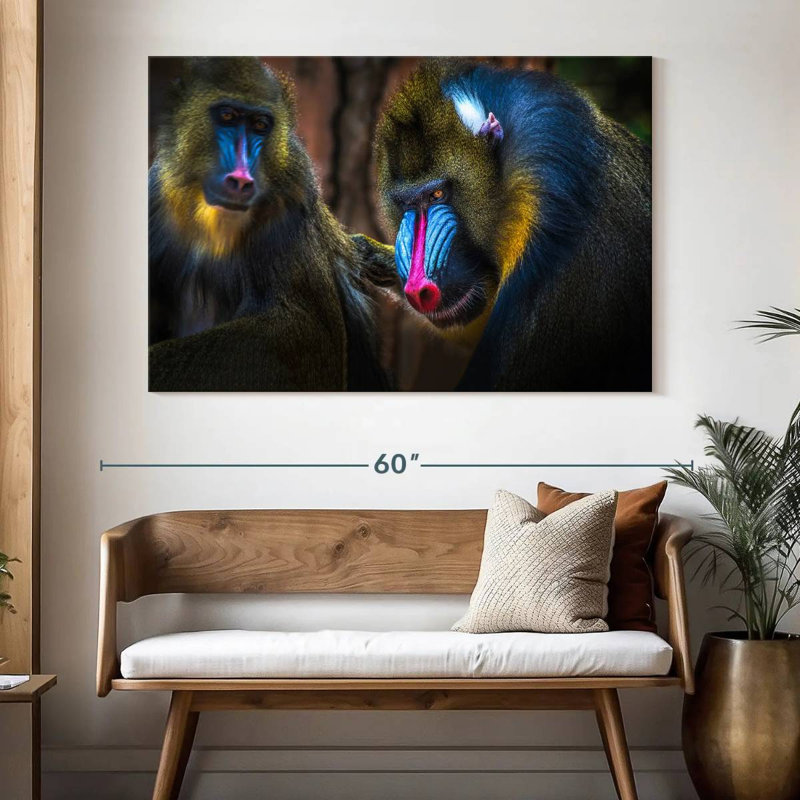 Two Mandrill Monkeys, 34" H x 51" W