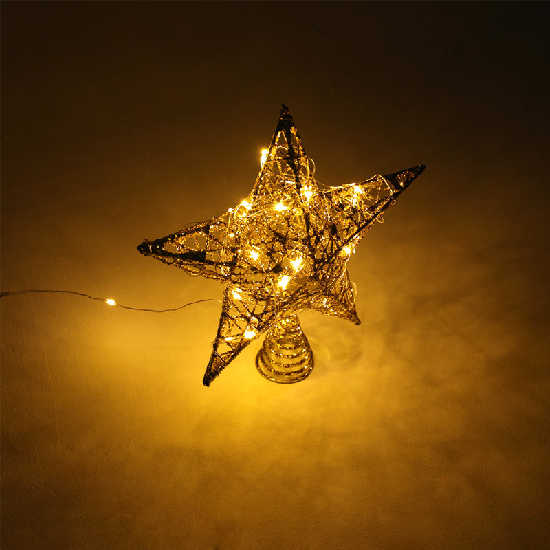 Ironwork glitter Christmas tree star topper, Gold