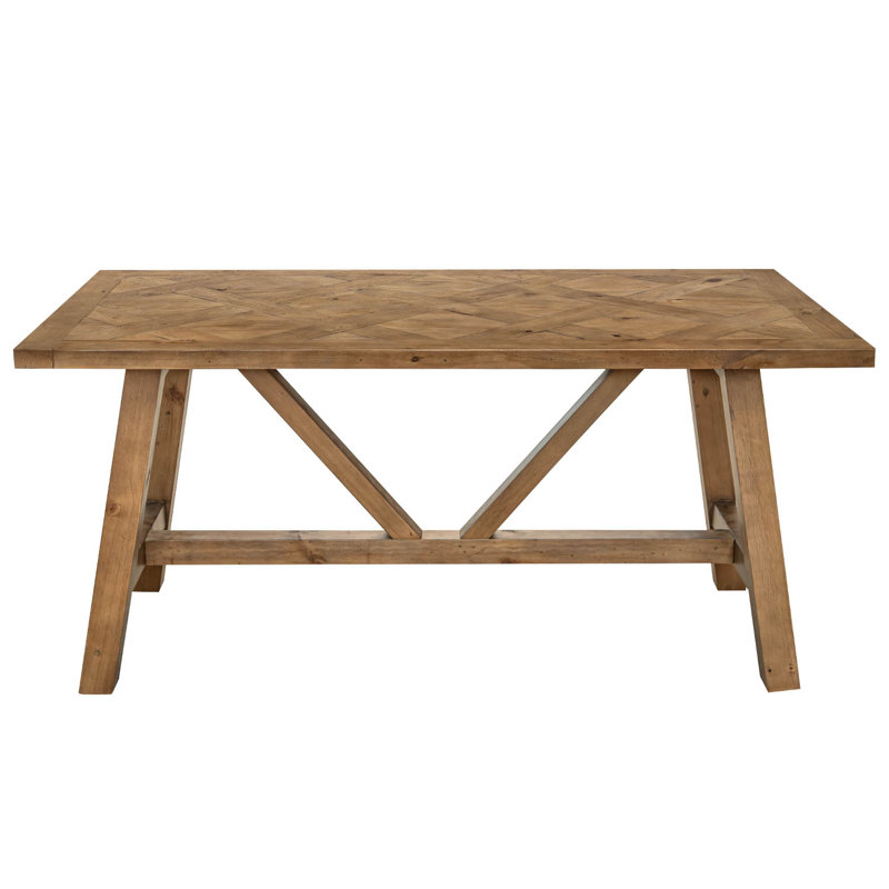 American Rustic Rectangular Pine 63" Solid Wood Dining Table For 4-6 People For Kitchen, Dining Room, Brown, Brown Wood