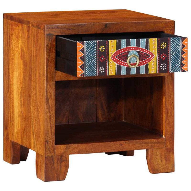 40cm W Solid Wood Bedside Table, 2