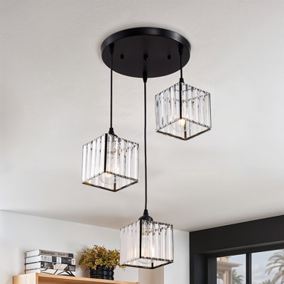 3 - Light Matte Black Crystal Pendant
