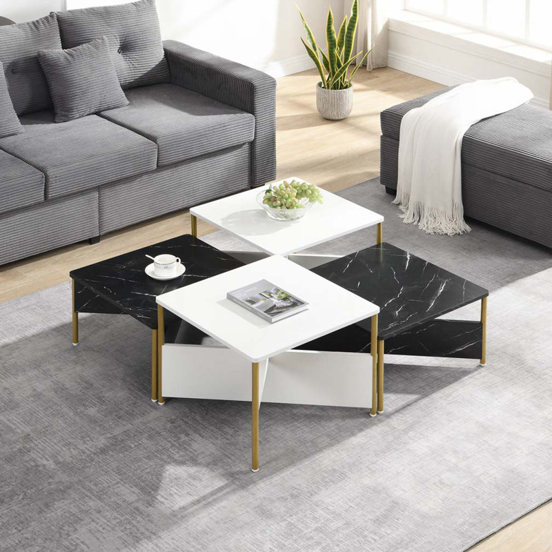 Ensemble de 4 tables basses Modern Modern, Noir / blanc