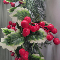 The Holiday Aisle 5'' Artificial Red Outdoor Weather Resistant Berry Christmas Garland, Unlit The Holiday Aisle