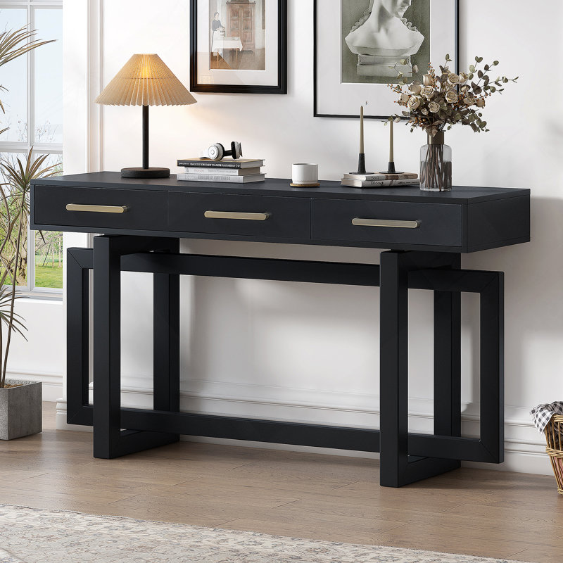 Console élégante avec trois tiroirs, table d'entrée très longue
