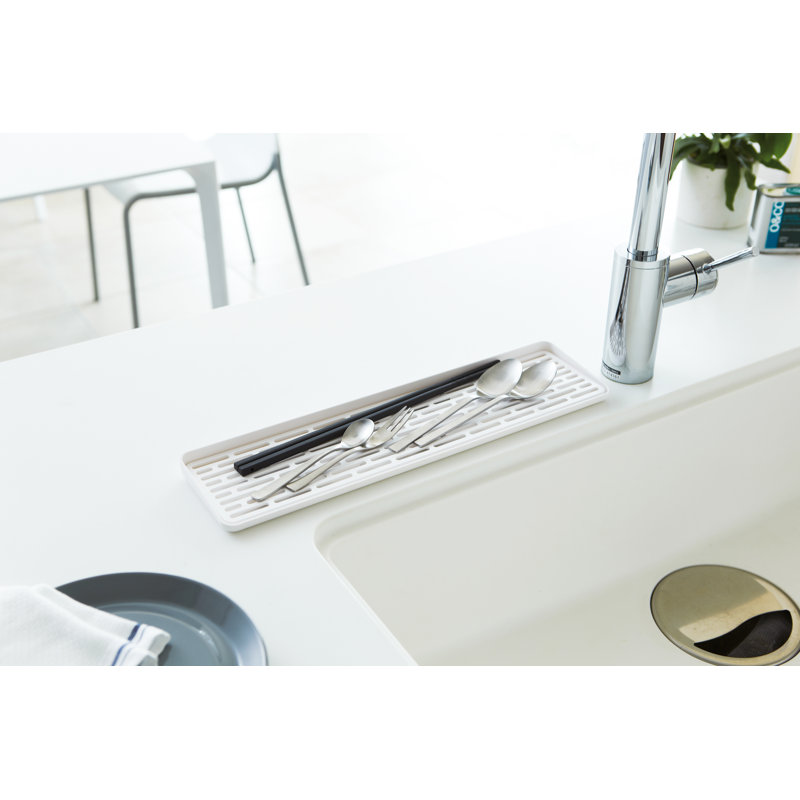 White Plastic Sink Side Glass Drainer Tray