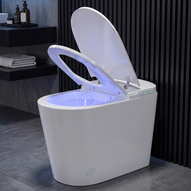 Luxury Smart Toilet With Auto-Open/Close Lid,One Piece Bidet Toilet Heated Seat For Bathrooms, Multiple Cleaning Modes,Smart Foot Sensor