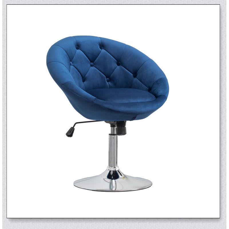 Fauteuil d'appoint pivotant en velours capitonné, Bleu