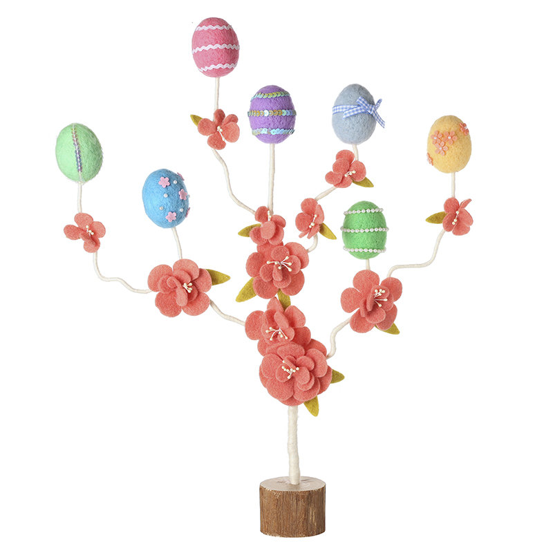 Felt Patterned Egg And Flower Tree