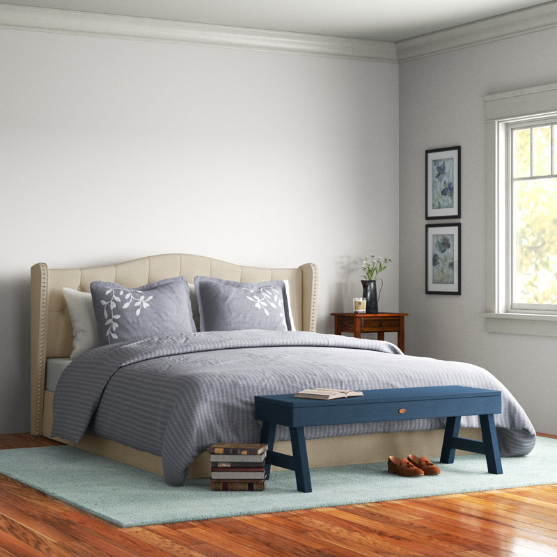Lit plateforme tapissier Knott Riley, Beige, Très grand